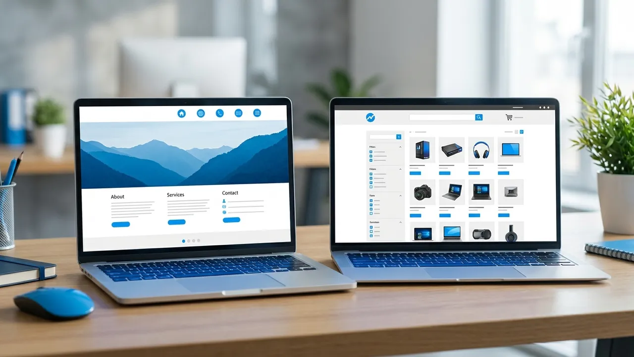 Vergleich verschiedener Website-Typen von einfach bis Online-Shop